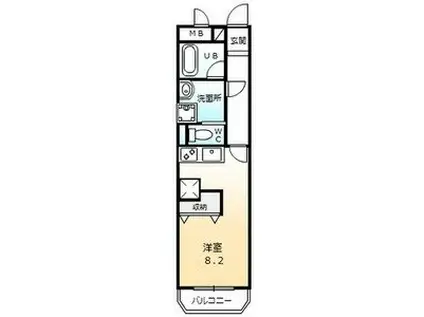 ミレニアム八田(ワンルーム/2階)の間取り写真