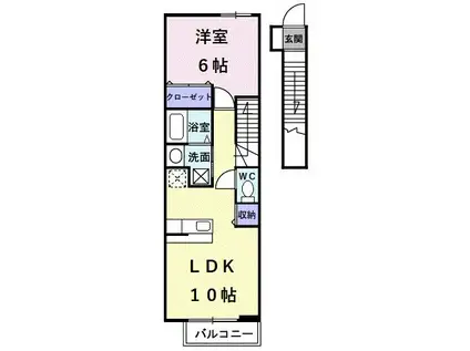 シャン・ノールII(1LDK/2階)の間取り写真