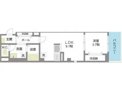サンビューノ仲町台(1LDK/4階)の間取り写真