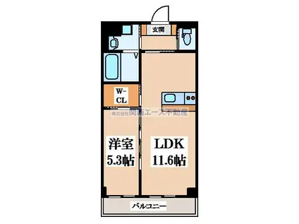 ラキアデュエ(1LDK/3階)の間取り写真
