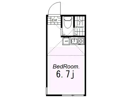 ユナイト渡田東・マリアーノの瞳(ワンルーム/1階)の間取り写真