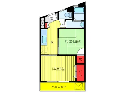 伊佐馬ビル(2K/2階)の間取り写真