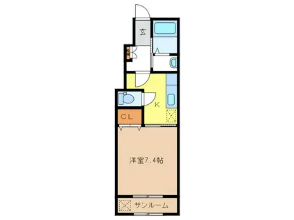 T-アルバI(1K/1階)の間取り写真