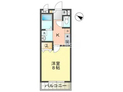 ディアコート(1K/3階)の間取り写真