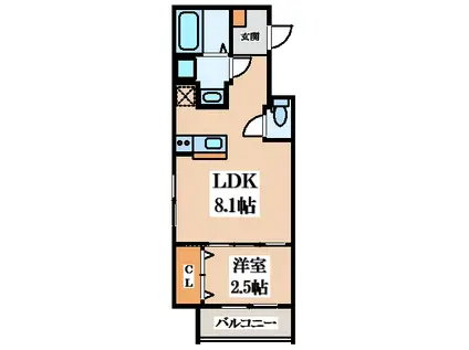 リアコート長瀬(1LDK/3階)の間取り写真
