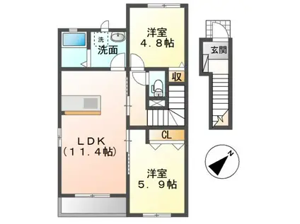 クスノキ(2LDK/2階)の間取り写真