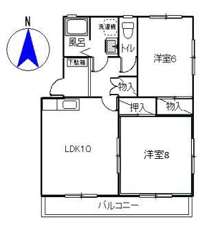 サンハイツ南駿河台(2LDK/1階)の間取り写真