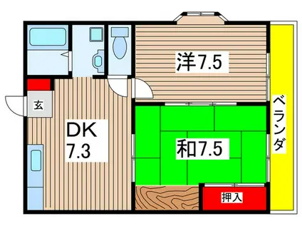 コーポ佐野II(2DK/1階)の間取り写真