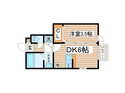 PRIVET(1DK/1階)の間取り写真