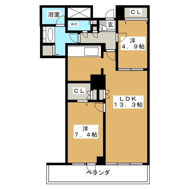 PRIMEGATE飯田橋(2LDK/14階)の間取り写真