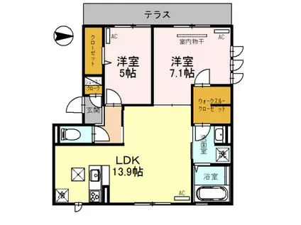 グランシャリオニッコー(2LDK/1階)の間取り写真