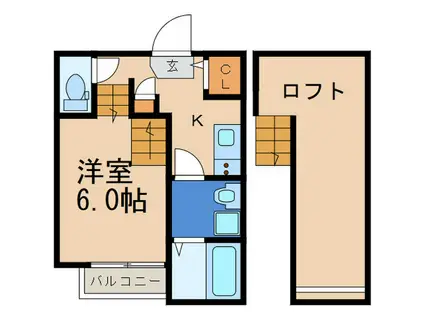 OCEANS千早(1K/2階)の間取り写真
