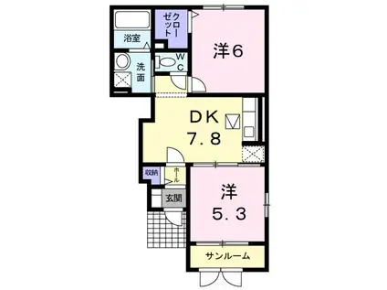 グランディール(2DK/1階)の間取り写真