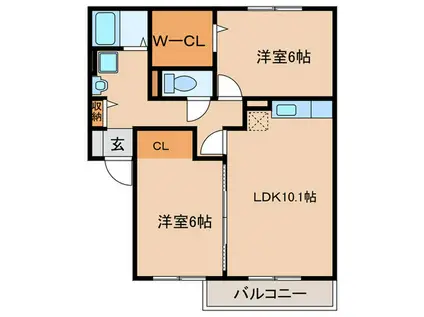 セジュールAMANO(2LDK/2階)の間取り写真