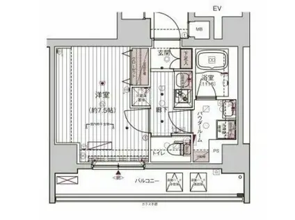 メインステージ浅草入谷I(1K/7階)の間取り写真