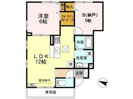 プランドール東原II(1SLDK/1階)の間取り写真