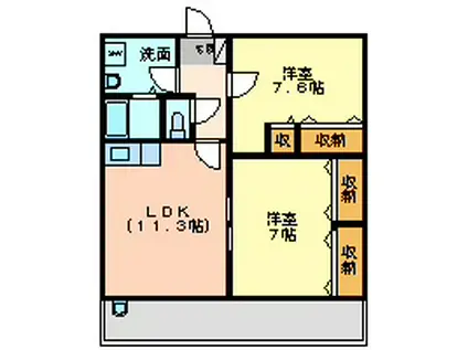 アビリティ居能(2LDK/2階)の間取り写真
