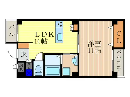 ランディングス錦(1LDK/2階)の間取り写真