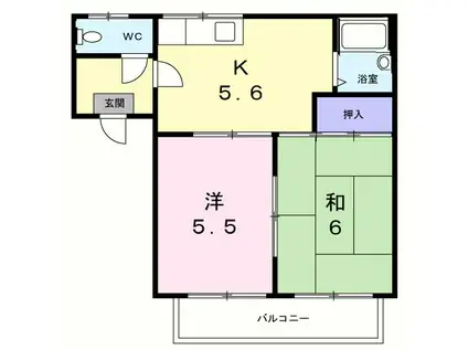 シャルム(2K/2階)の間取り写真