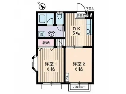 ハイツマイルド(2DK/2階)の間取り写真