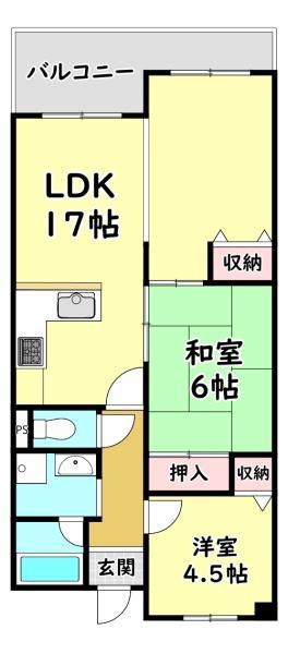 長楽ビル(2LDK/3階)の間取り写真