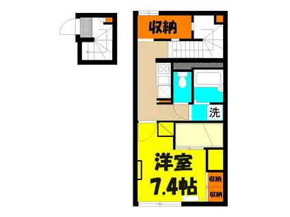 幸手イーストII(1K/2階)の間取り写真