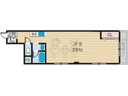 ホリーハイツ(ワンルーム/2階)の間取り写真