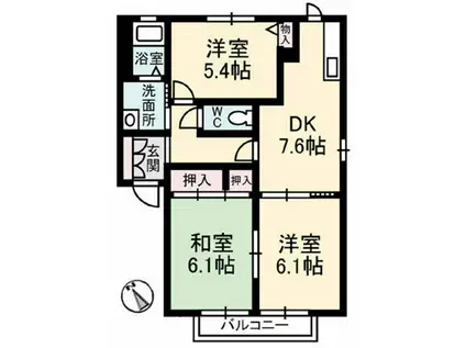 エモーションC棟(3DK/2階)の間取り写真