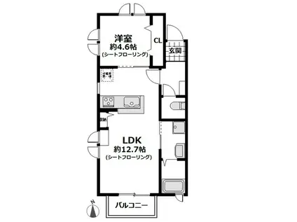 エール アンジュ(1LDK/2階)の間取り写真