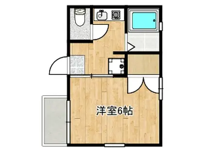 ハイツKASUMI B(1K/2階)の間取り写真