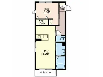 マーニ・ヒルズ(1LDK/2階)の間取り写真