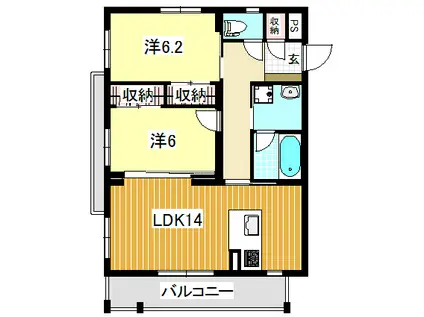 サニースポット(2LDK/4階)の間取り写真