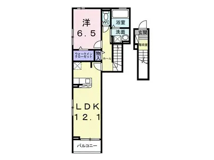 ヴェルプロムナード(1LDK/2階)の間取り写真