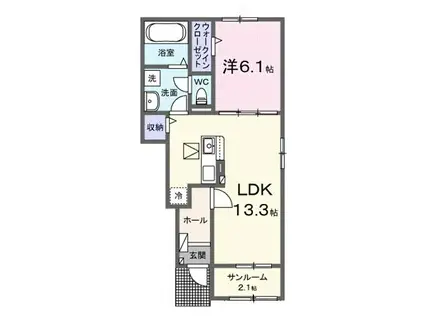 ウィステリア末広(1LDK/1階)の間取り写真