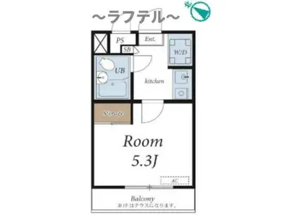 パレ新所沢(1K/2階)の間取り写真