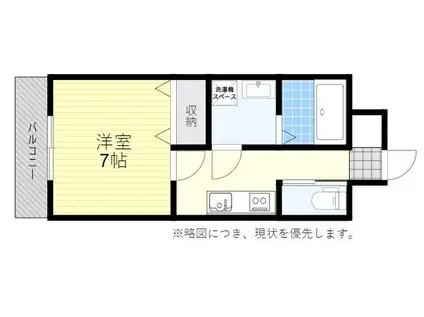 クレアコート若草(1K/5階)の間取り写真