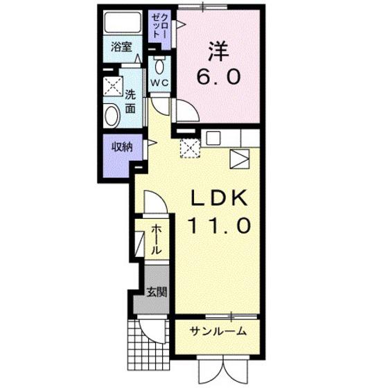 富山地鉄不二越上滝 大泉駅(富山) 徒歩35分 2階建 築15年(1LDK/1階)の間取り写真