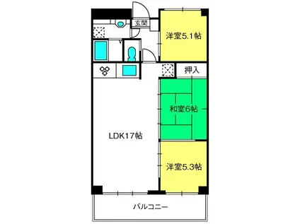 さくらヴィレッジ(3LDK/3階)の間取り写真
