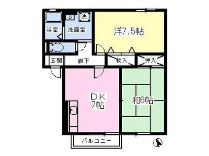 ハイツ翠香C棟(2DK/2階)の間取り写真