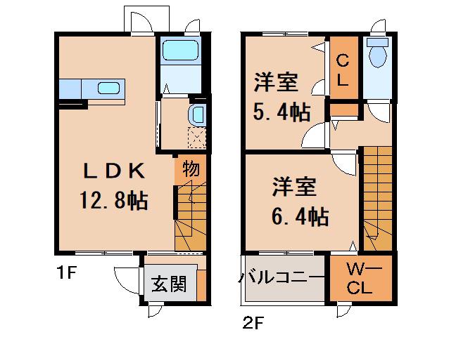 シャーメゾン松江(2LDK/1階)の間取り写真
