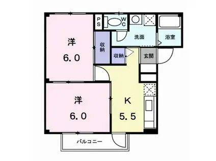 ラシーヌ大平(2K/2階)の間取り写真