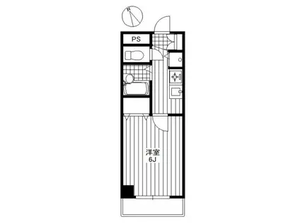 スカイコート三田慶大前(1K/3階)の間取り写真