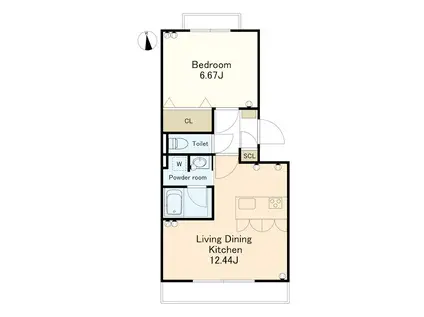 コンフォールメゾン西浅田(1LDK/1階)の間取り写真