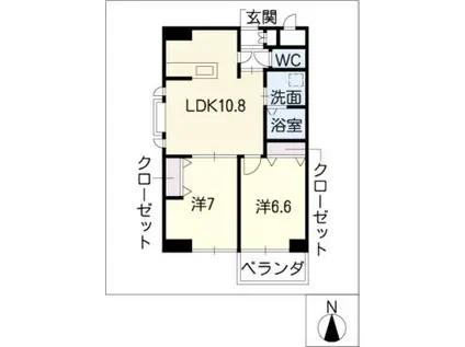 葵21ビル(2LDK/7階)の間取り写真
