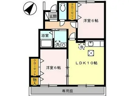 アマービル桜 A棟(2LDK/1階)の間取り写真