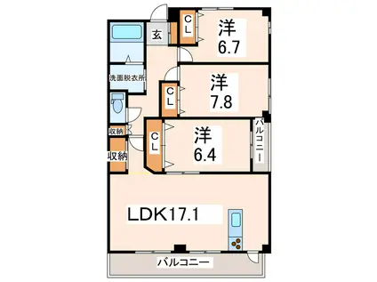 エルシア(3LDK/3階)の間取り写真