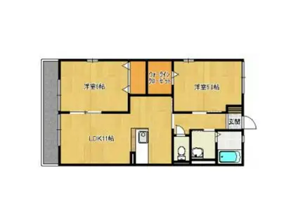 レトア姪浜(2LDK/2階)の間取り写真