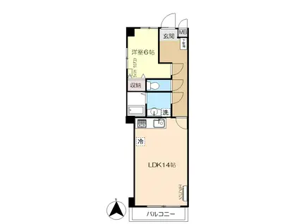 迦葉三鷹マンション(1LDK/9階)の間取り写真