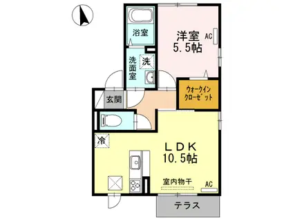 SEKUTO B棟(1LDK/1階)の間取り写真