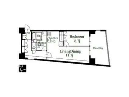 セイント橘(1LDK/7階)の間取り写真